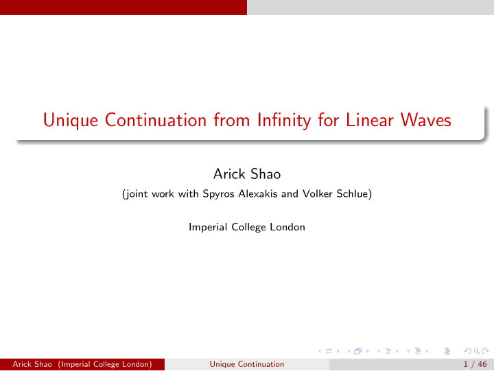 unique continuation from infinity for linear waves