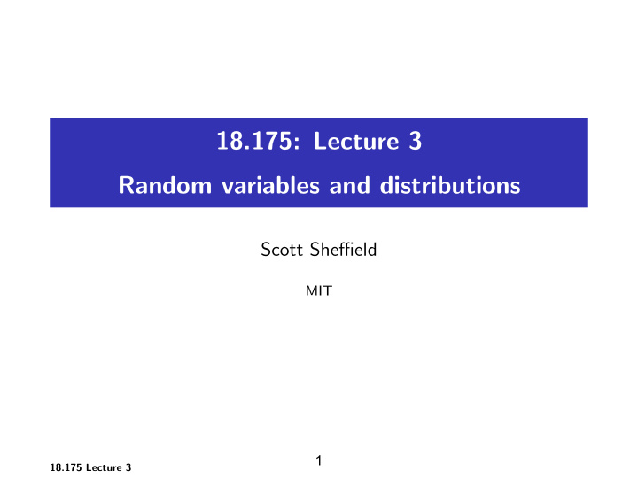 18 175 lecture 3 random variables and distributions