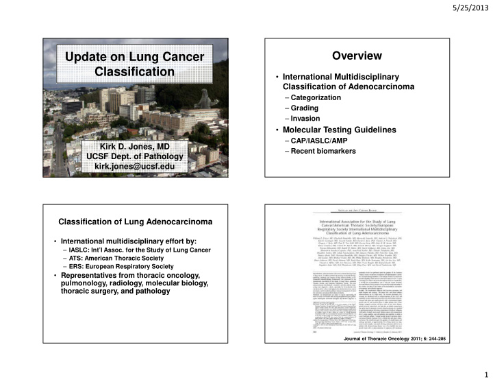 update on lung cancer classification