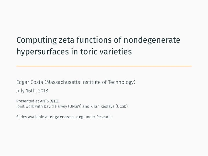 computing zeta functions of nondegenerate hypersurfaces