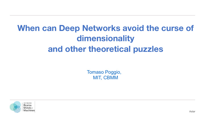 when can deep networks avoid the curse of dimensionality
