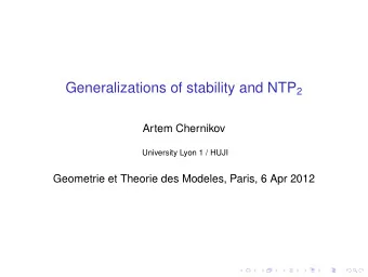 Outline  Classification of first-order theories  Simple theories  NIP theories NTP 2  Space of