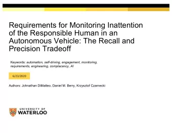 Requirements for Monitoring Inattention  of the Responsible Human in an  Autonomous Vehicle: The