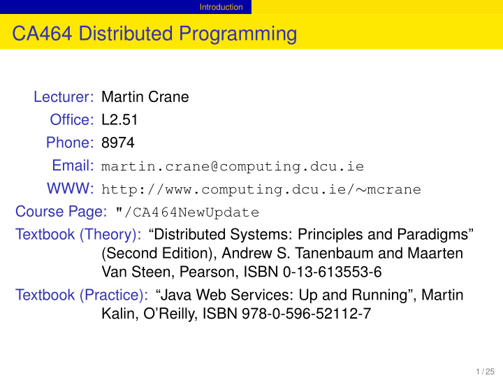 ca464 distributed programming