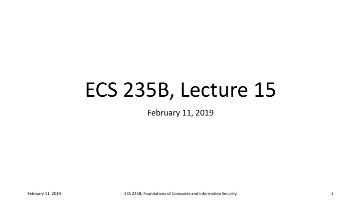 ecs 235b lecture 15