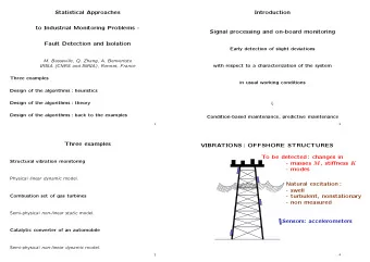 - masses M , stiffness K  - modes Physical linear dynamic model.  Natural excitation :  - swell