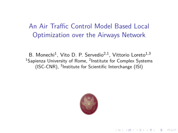 an air traffic control model based local optimization