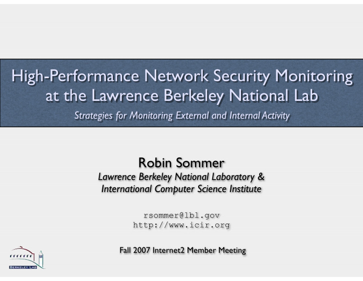 high performance network security monitoring at the