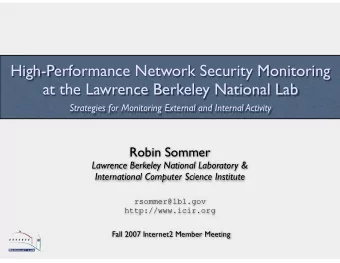 High-Performance Network Security Monitoring  at the Lawrence Berkeley National Lab Strategies for