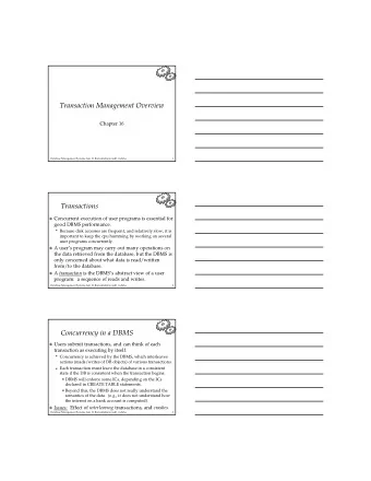 TransactionManagementOverview  Chapter16