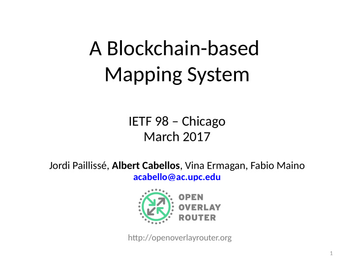 a blockchain based mapping system