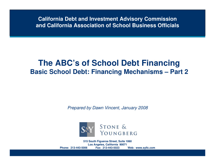 the abc s of school debt financing