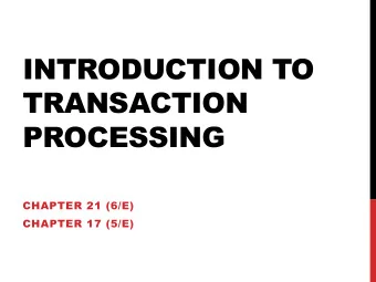 INTRODUCTION TO  TRANSACTION  PROCESSING  CHAPTER 21 (6/E)  CHAPTER 17 (5/E)  CHAPTER 21 OUTLINE