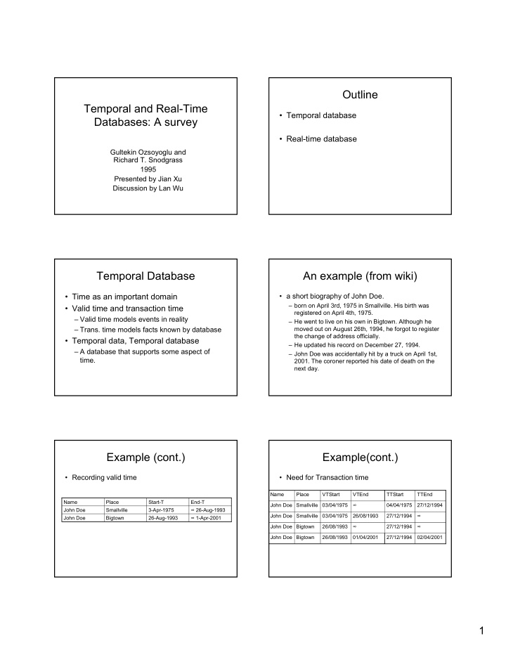 outline temporal and real time