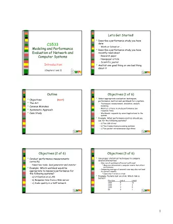 CS533  done   Work or School or   Modeling and Performance  Describe a performance study