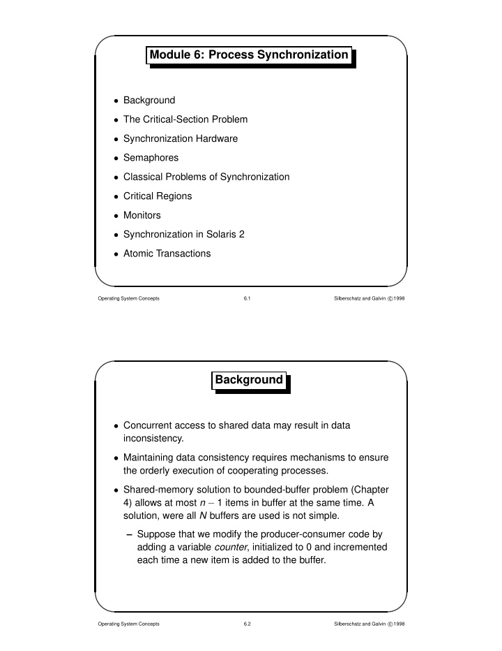 module 6 process synchronization