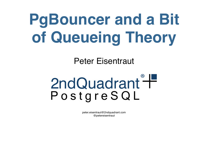 pgbouncer and a bit of queueing theory