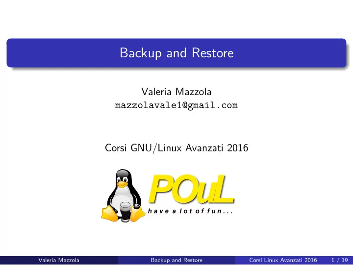 backup and restore
