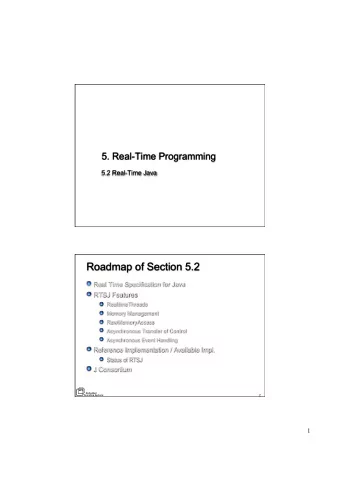 Roadmap of Section 5.2  Real Time Specification for Java  RTSJ Features  RealtimeThreads