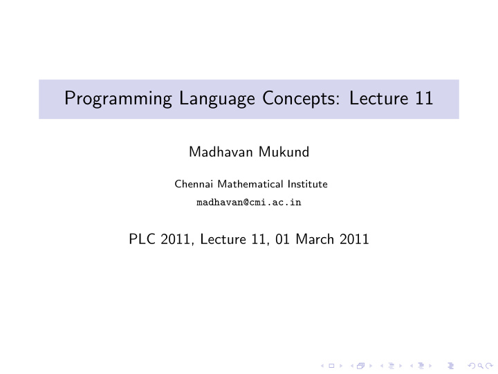 programming language concepts lecture 11