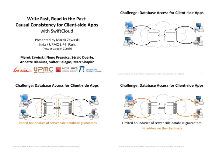 write fast read in the past causal consistency for client