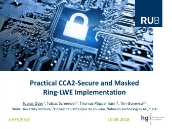Ring-LWE Implementation Tobias Oder 1 , Tobias Schneider 2 , Thomas Pppelmann 3 , Tim Gneysu