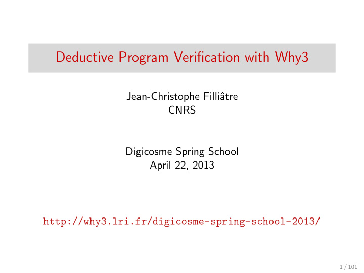 deductive program verification with why3
