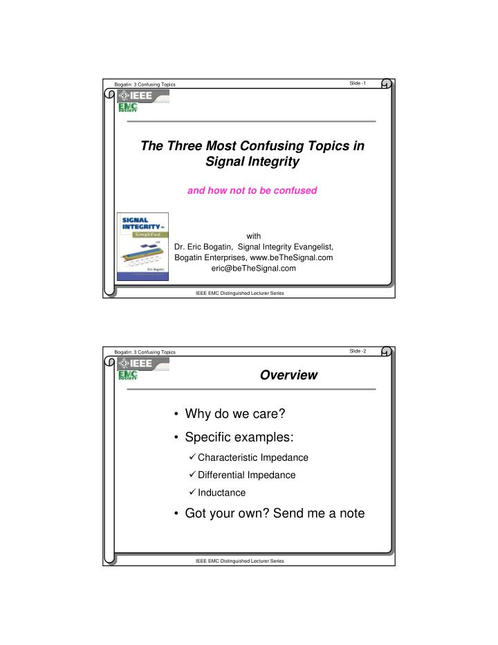 the three most confusing topics in signal integrity