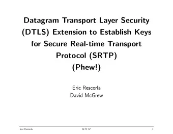Datagram Transport Layer Security  (DTLS) Extension to Establish Keys  for Secure Real-time