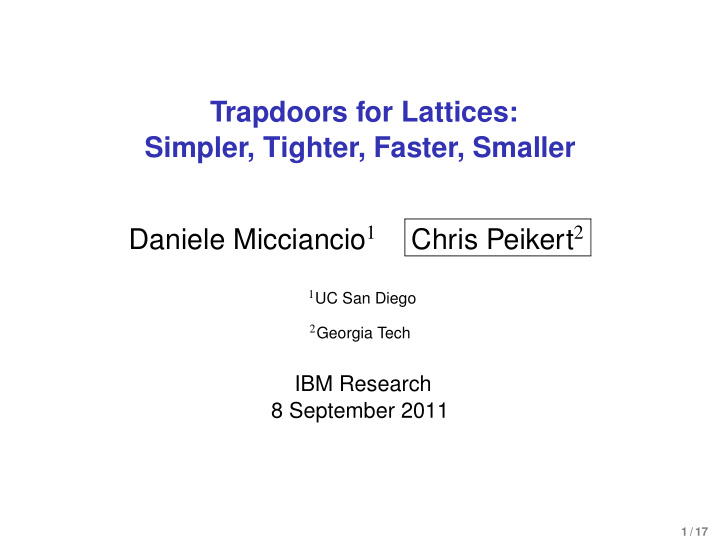 trapdoors for lattices simpler tighter faster smaller