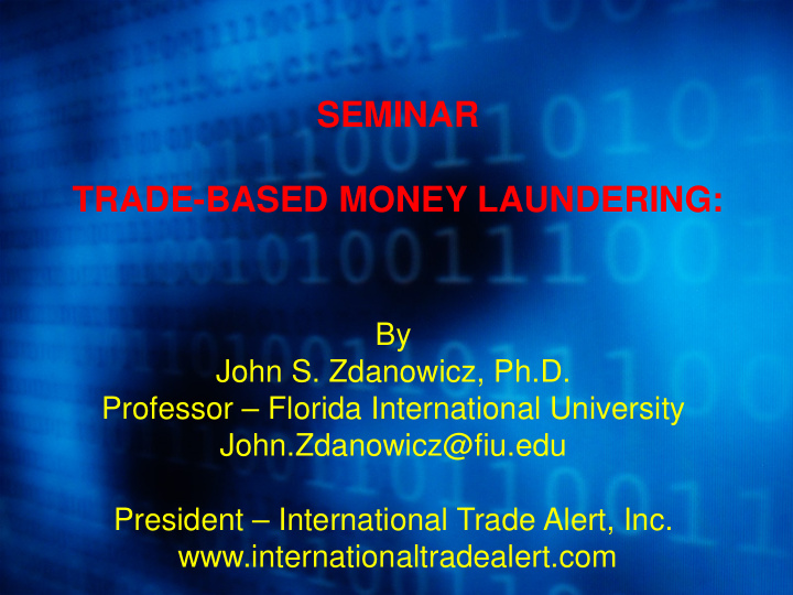 seminar trade based money laundering