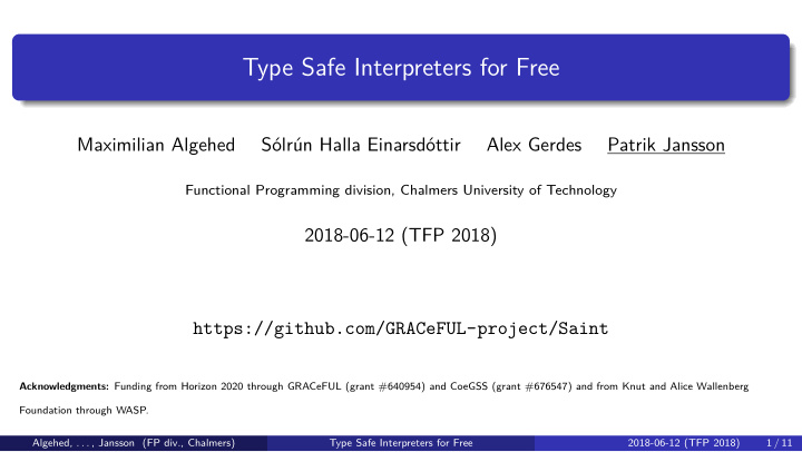 type safe interpreters for free