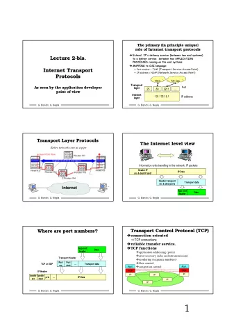 1  User Datagram Protocol (UDP)  User Datagram Protocol (UDP)  Services Provided  Services