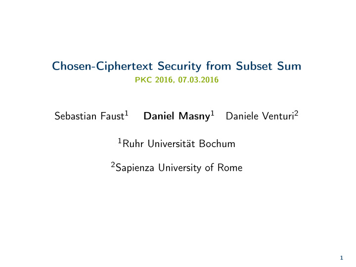 chosen ciphertext security from subset sum