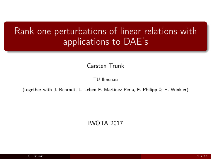 rank one perturbations of linear relations with