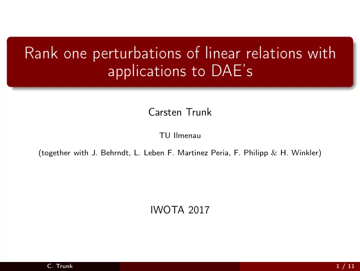 rank one perturbations of linear relations with