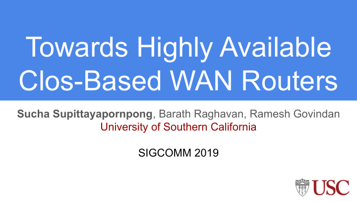 towards highly available clos based wan routers