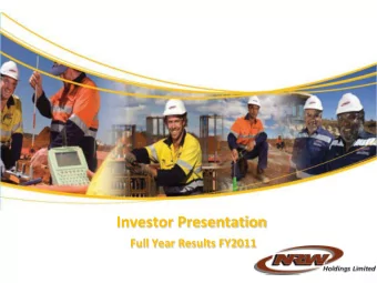 Investor Presentation  Full Year Results FY2011  Disclaimer and Important Notice  Information,