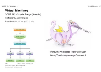 Virtual Machines  COMP 520: Compiler Design (4 credits)  Professor Laurie Hendren