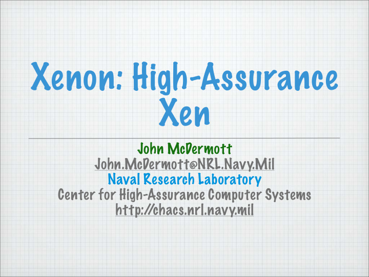 xenon high assurance xen