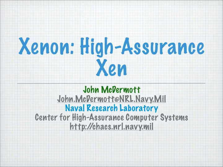 xenon high assurance xen