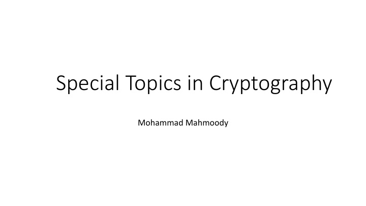 special topics in cryptography