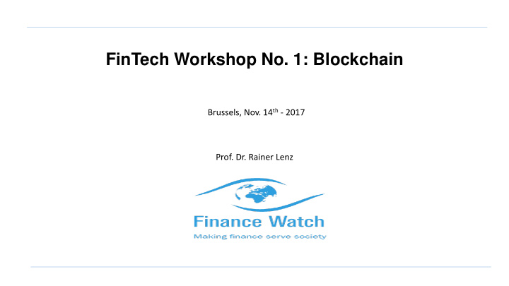fintech workshop no 1 blockchain