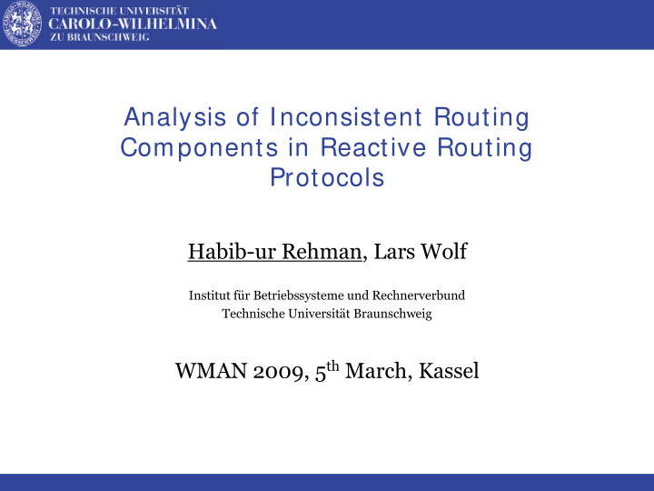 analysis of inconsistent routing components in reactive