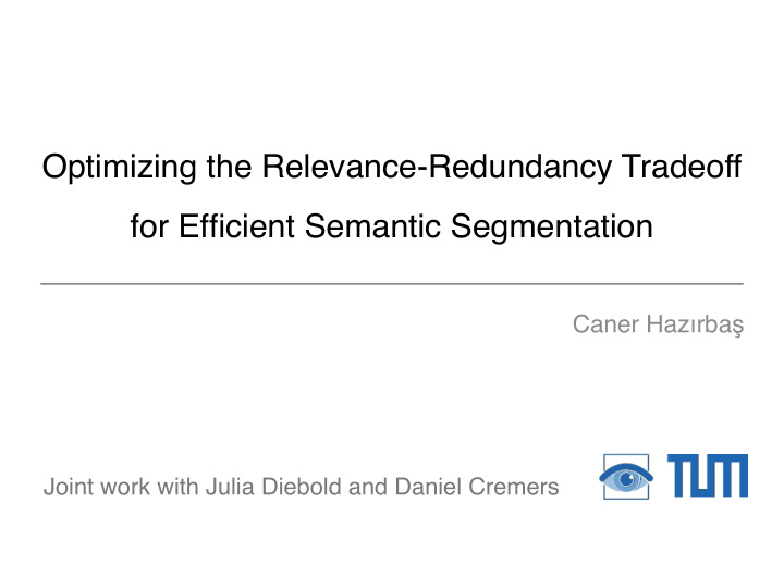 optimizing the relevance redundancy tradeoff for