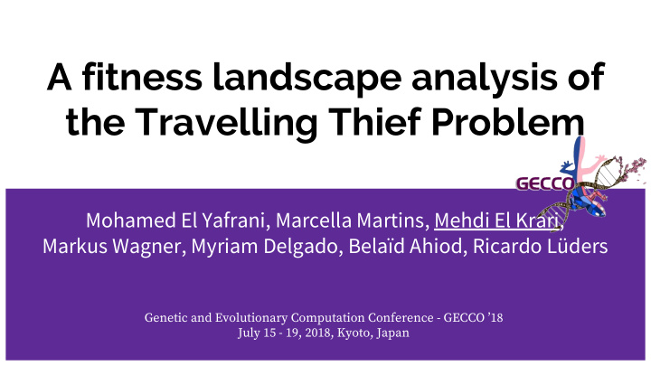 a fitness landscape analysis of the travelling thief