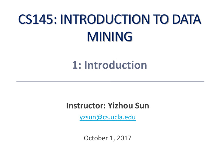 cs145 introduction to data mining