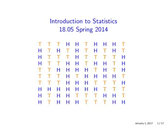 Introduction to Statistics 18.05 Spring 2014 T T T H H T H H H T H T H T H T H T H T H T T T H T T