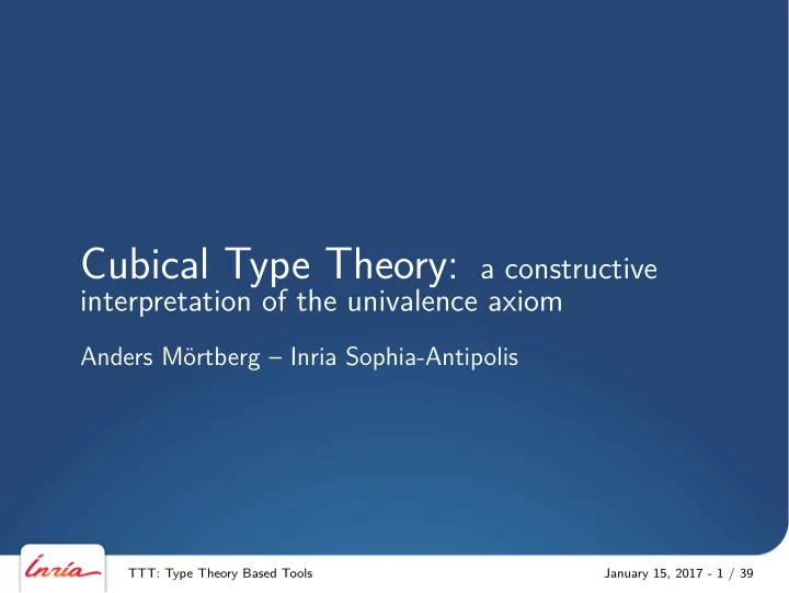 cubical type theory