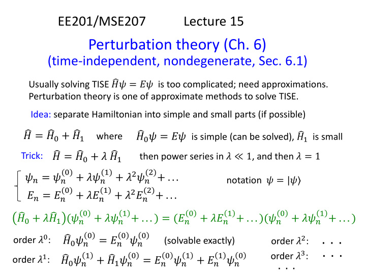 perturbation theory ch 6